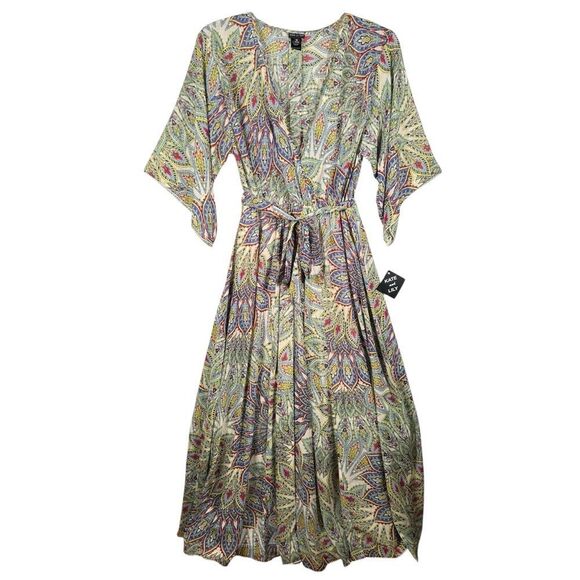 Kate and Lily Fit And Flare Floating Mosaic Chiffon Full Skirt Maxi Dress 14 NWT - Picture 1 of 12